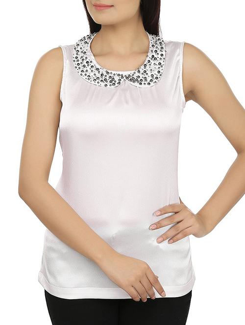 white polyester regular top - 12577481 - Standard Image - 1
