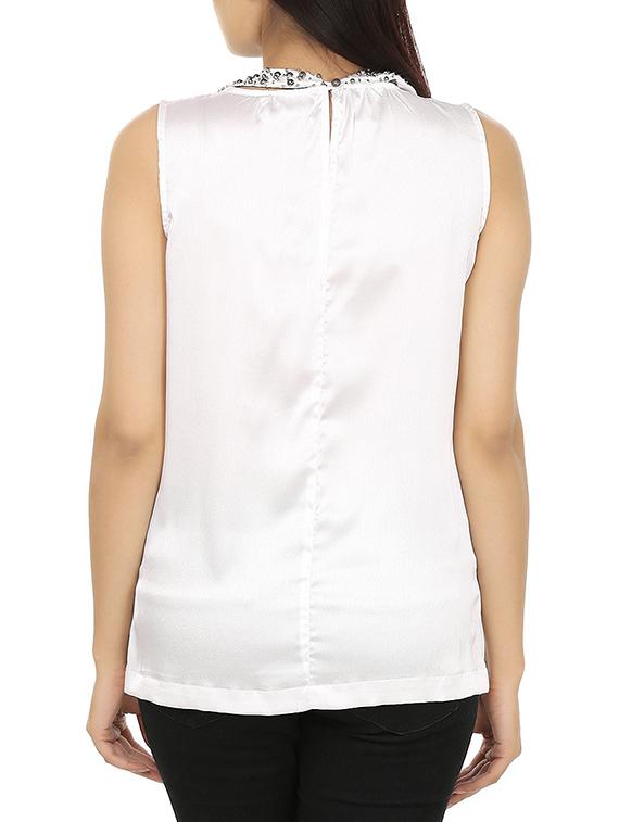 white polyester regular top - 12577481 - Zoom Image - 3