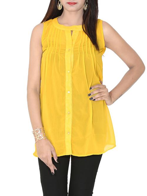 yellow georgette regular top - 12577850 - Standard Image - 1