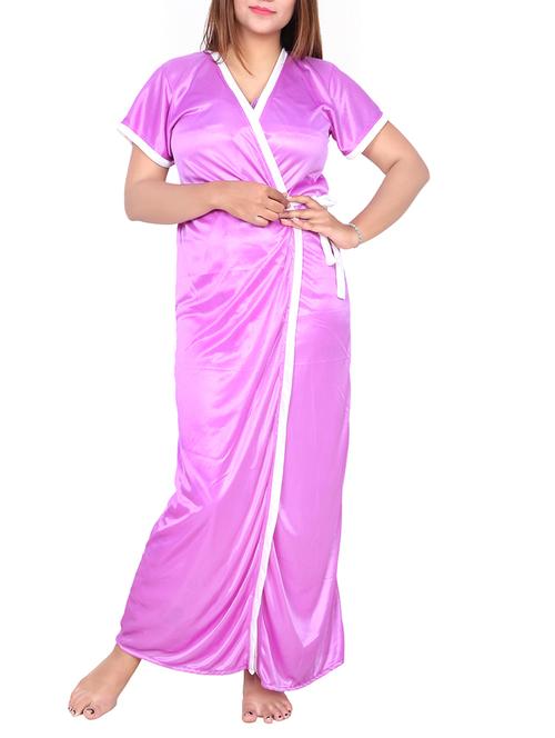purple satin gown set - 12578943 - Standard Image - 1