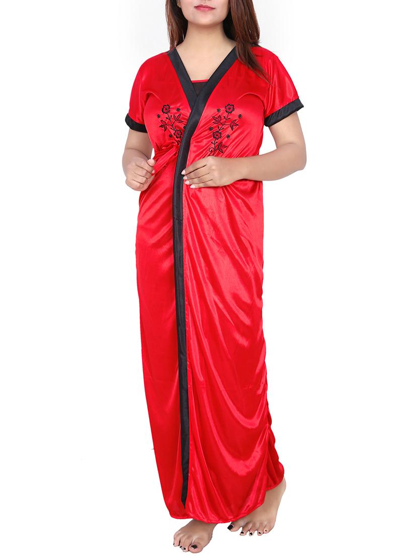 red satin gown set - 12578994 - Zoom Image - 1