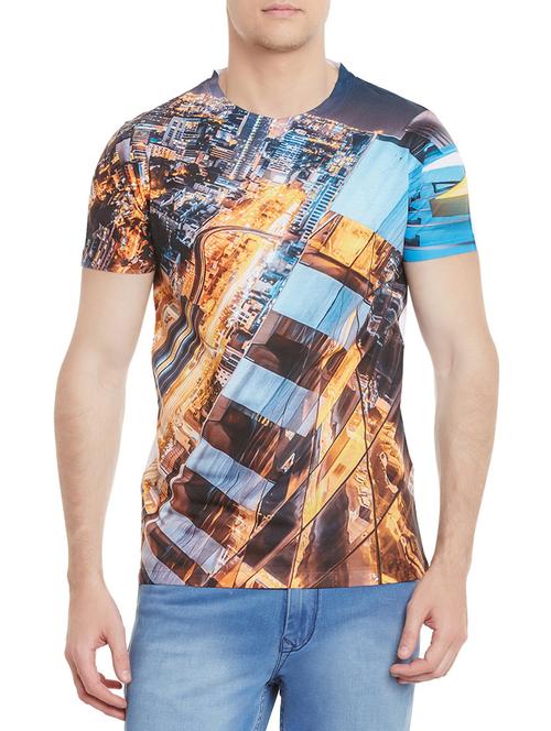multi colored polyester front print tshirt - 12579602 - Standard Image - 1