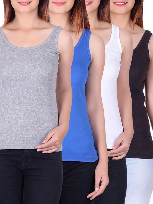 set of 4 multicolored cotton camisoles - 12580574 - Standard Image - 1