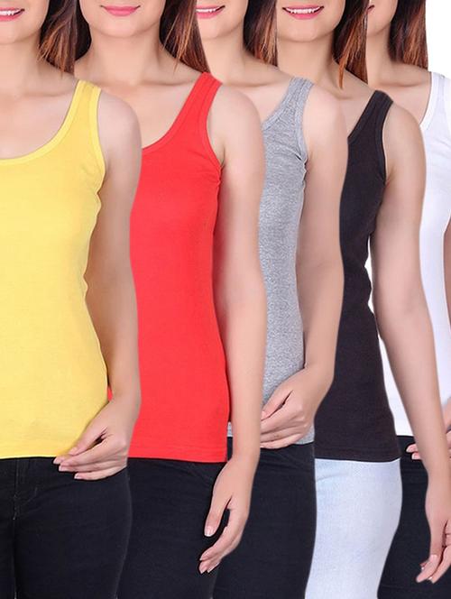 set of 5 multicolored cotton camisole - 12580619 - Standard Image - 1