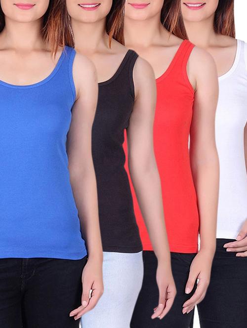set of 4 multicolored cotton tank tee - 12580651 - Standard Image - 1
