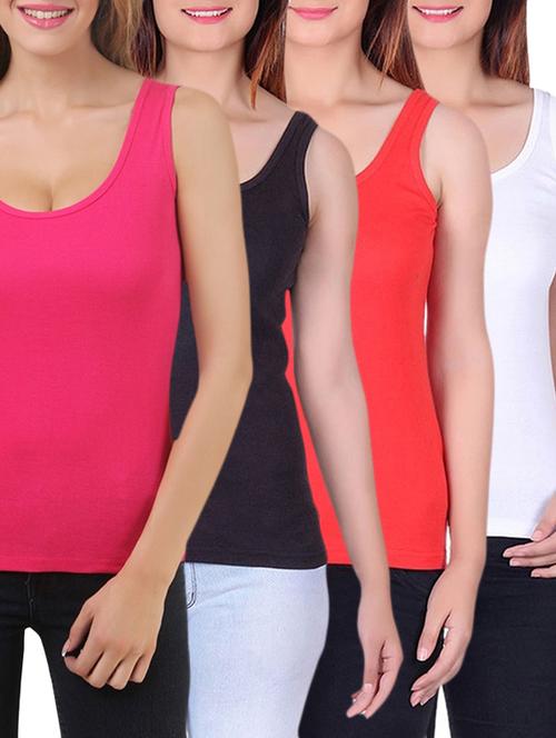 set of 4 multicolored cotton tank tees - 12580653 - Very Small Image - 1