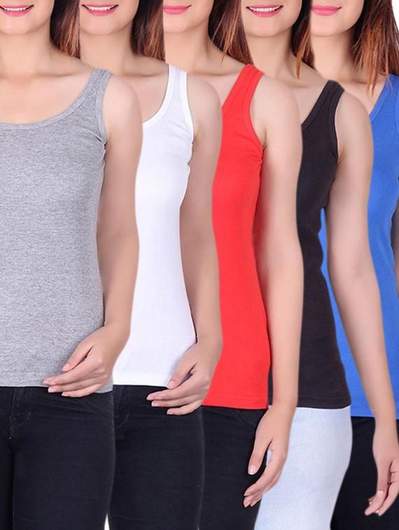 set of 5 multicolored cotton tank tees - 12580658 - Zoom Image - 1