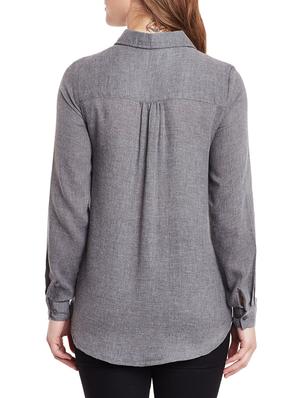grey embroidered cotton shirt - 12581226 - Standard Image - 3
