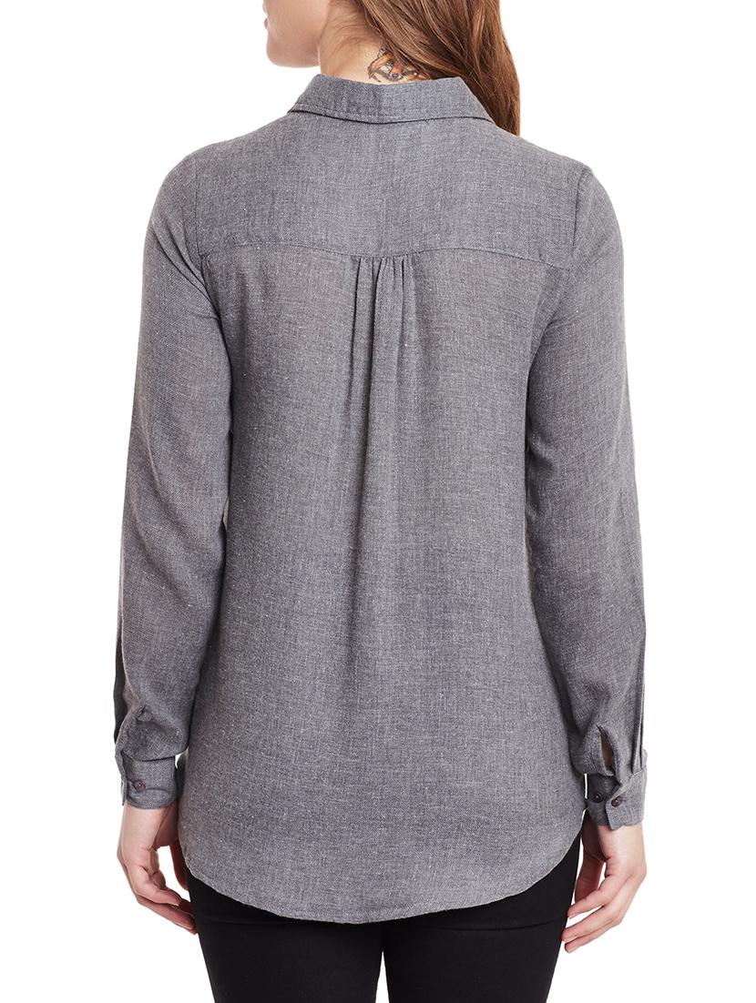 grey embroidered cotton shirt - 12581226 - Zoom Image - 3