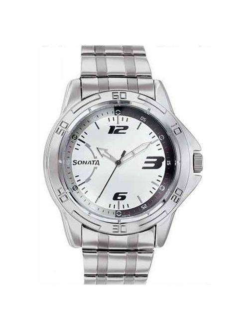sonata analog white dial men's watch - 77001sm02a - 12583965 - Very Small Image - 1