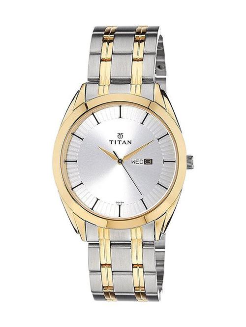 titan 1582bm01 silver round analog watch - 12583987 - Very Small Image - 1