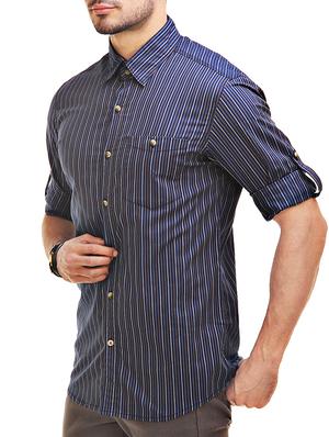 blue cotton casual shirt - 12585646 - Standard Image - 2