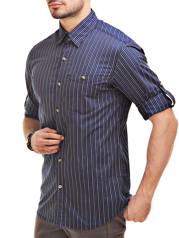 blue cotton casual shirt - 12585646 - Zoom Image - 2