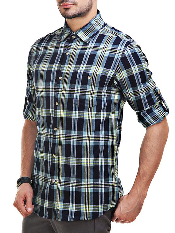 blue cotton casual shirt - 12585649 - Zoom Image - 2