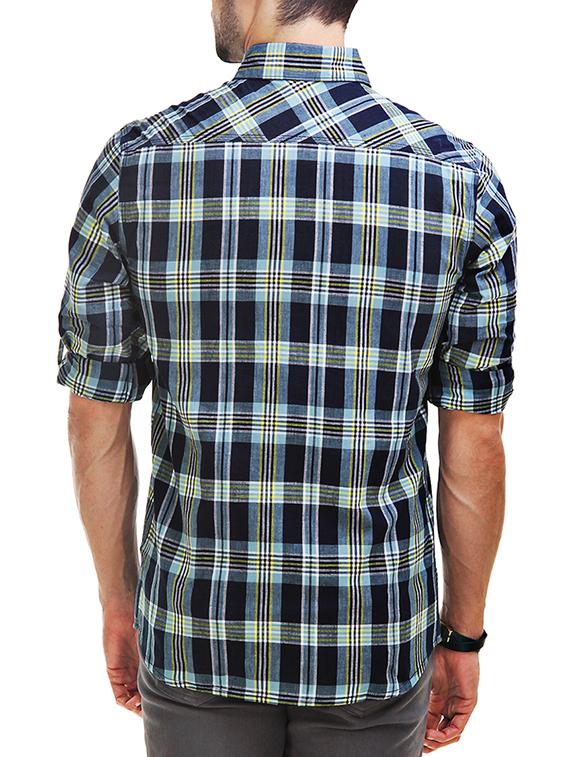 blue cotton casual shirt - 12585649 - Zoom Image - 3