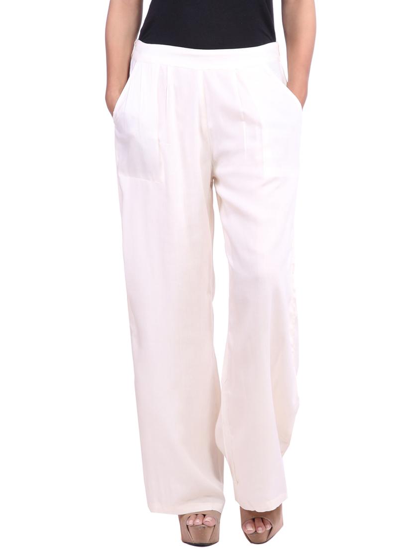 white viscose palazzos - 12585790 - Zoom Image - 1