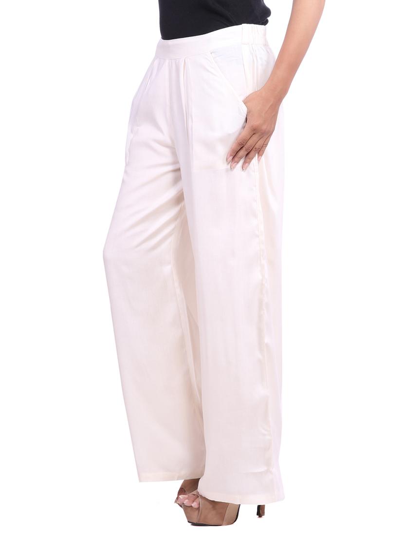 white viscose palazzos - 12585790 - Zoom Image - 2