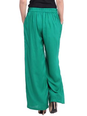 green viscose palazzos - 12585793 - Standard Image - 3