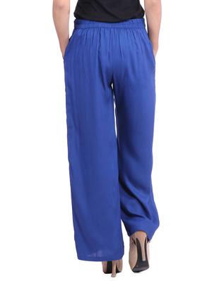 blue viscose palazzos - 12585794 - Standard Image - 3
