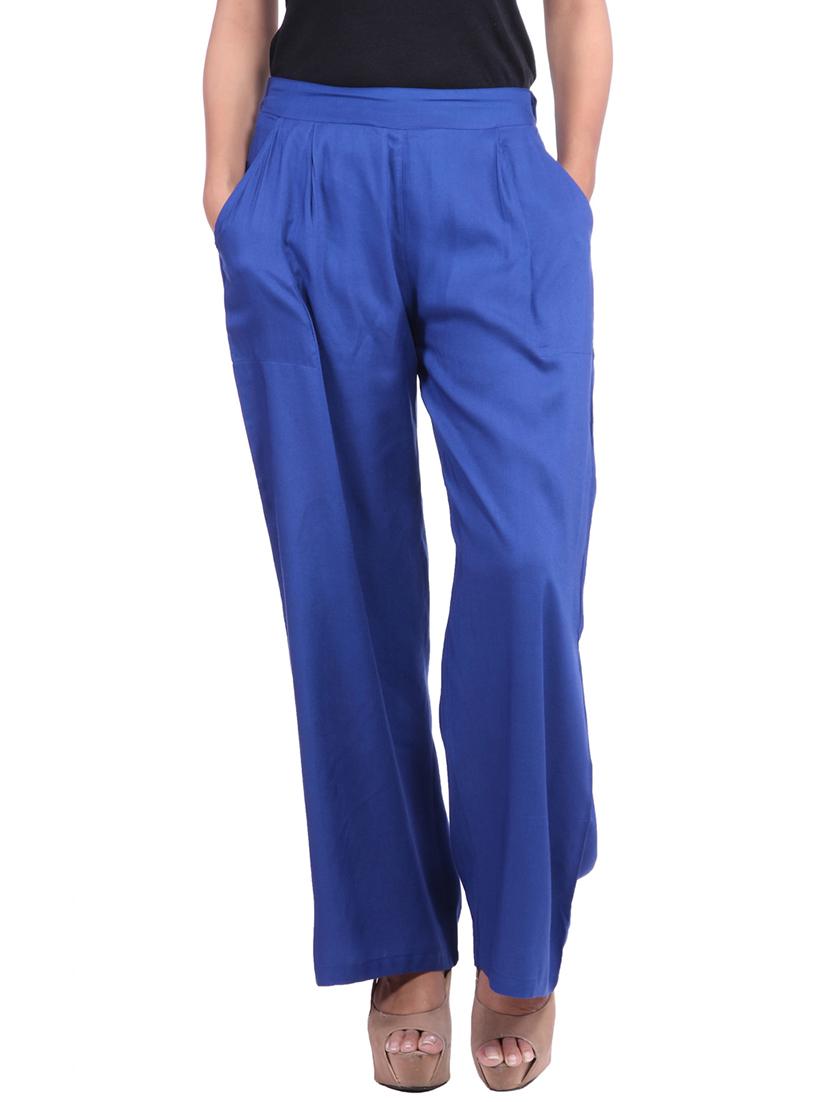 blue viscose palazzos - 12585794 - Zoom Image - 1