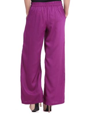 purple viscose palazzos - 12585795 - Standard Image - 3