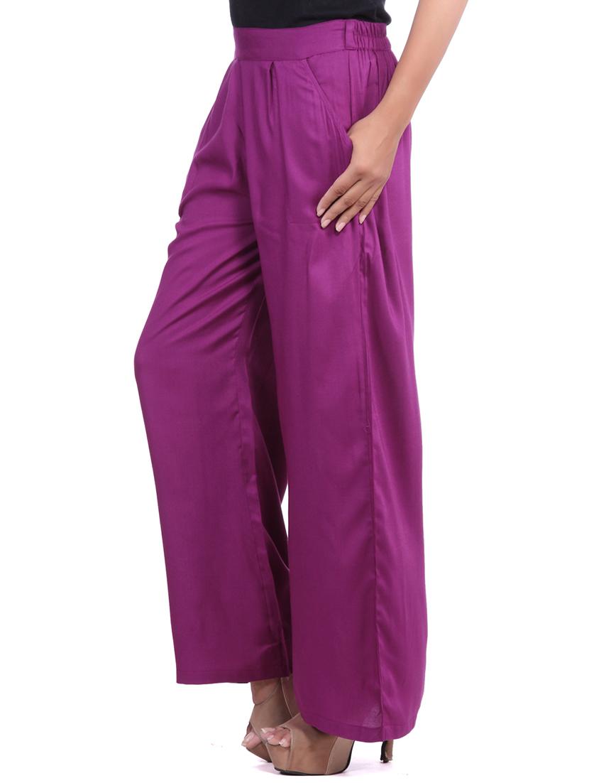 purple viscose palazzos - 12585795 - Zoom Image - 2