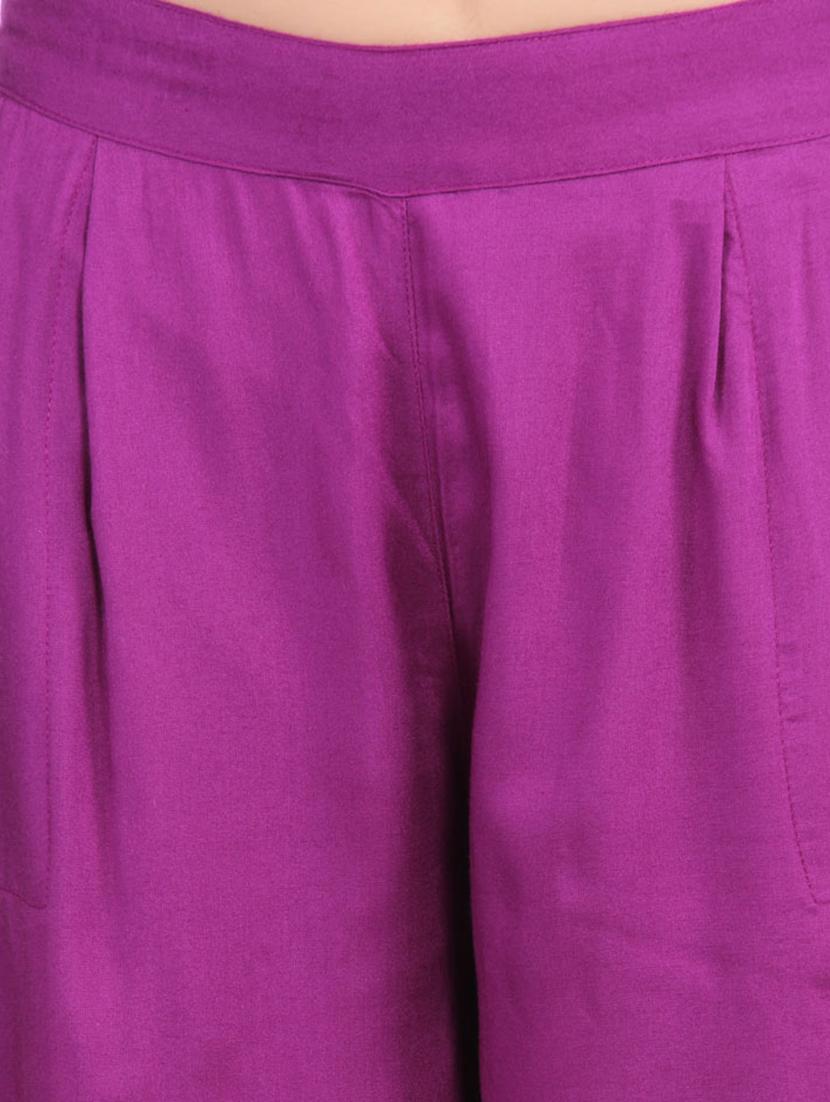 purple viscose palazzos - 12585795 - Zoom Image - 4