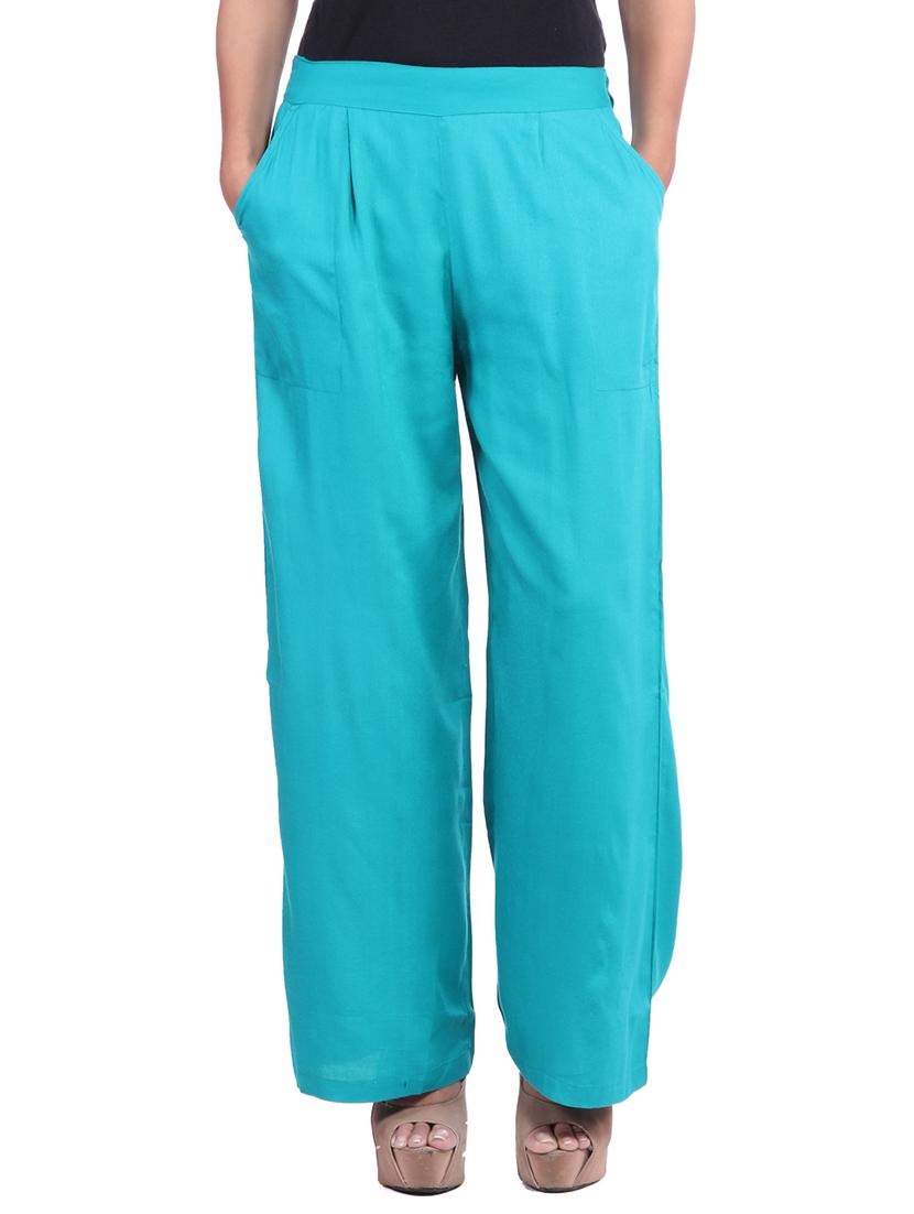 light blue viscose palazzos - 12585796 - Zoom Image - 1