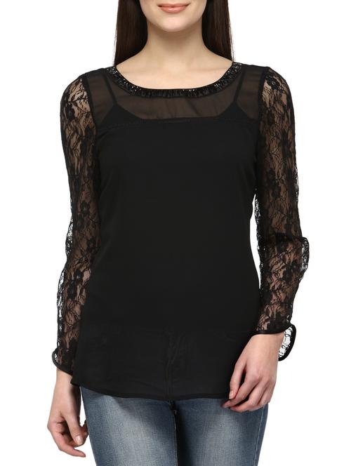 black polyester regular top - 12585818 - Standard Image - 1