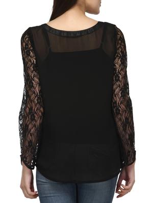black polyester regular top - 12585818 - Standard Image - 3