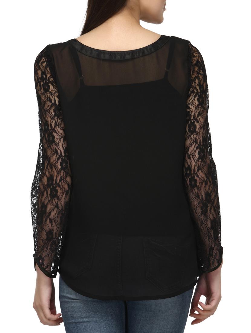 black polyester regular top - 12585818 - Zoom Image - 3