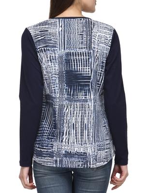 navy blue printed cotton regular top - 12585826 - Standard Image - 3
