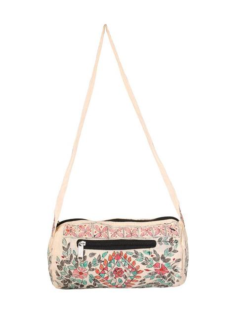 imithila multi colour mithila floral art handpainted shoulder bags for women and girls - 12586011 - Standard Image - 1