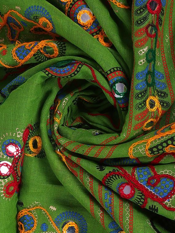green cotton chanderi dupatta - 12586092 - Zoom Image - 2