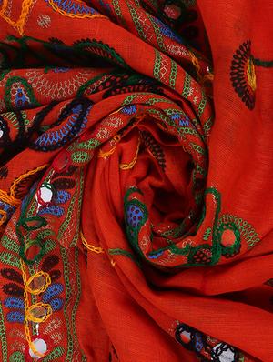 orange cotton chanderi dupatta - 12586094 - Standard Image - 2