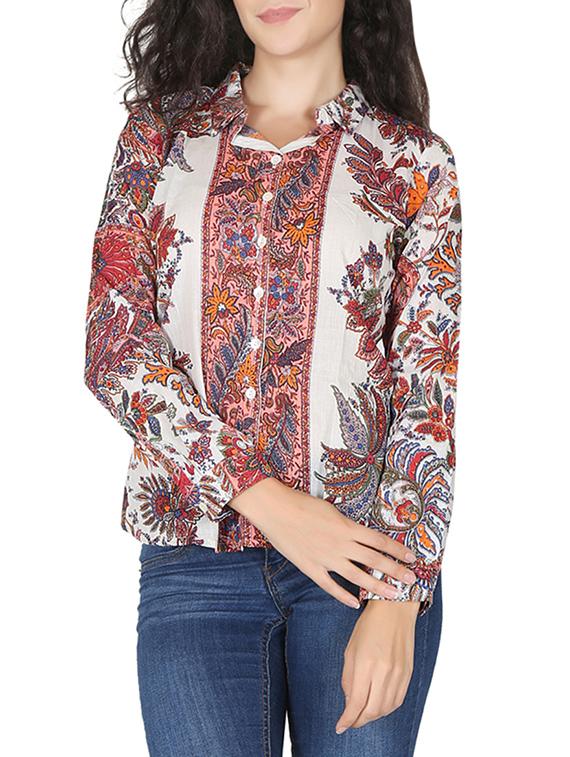 beige cotton printed shirt - 12586806 - Zoom Image - 1