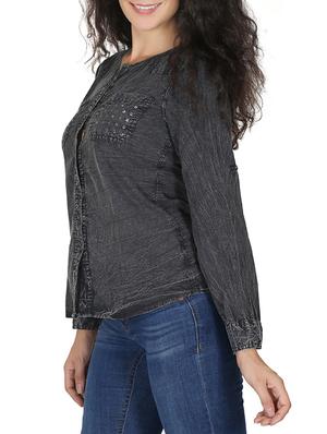 solid grey cotton shirt - 12586814 - Standard Image - 2