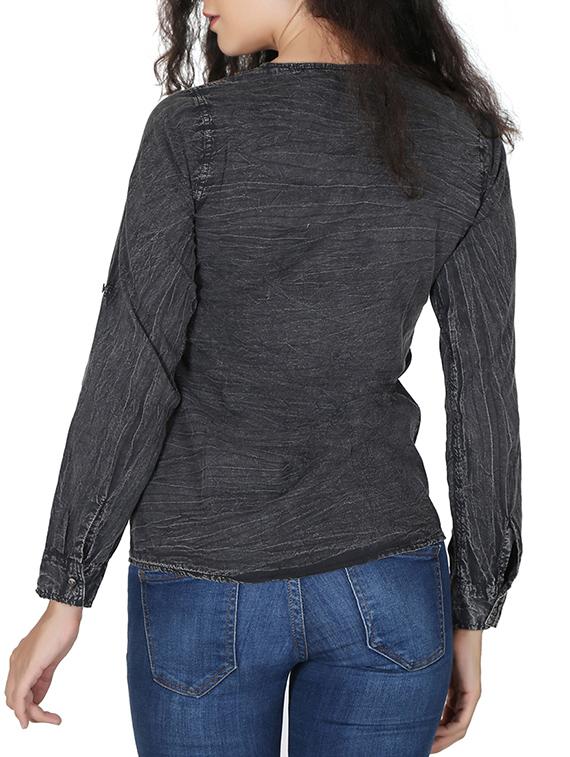 solid grey cotton shirt - 12586814 - Zoom Image - 3