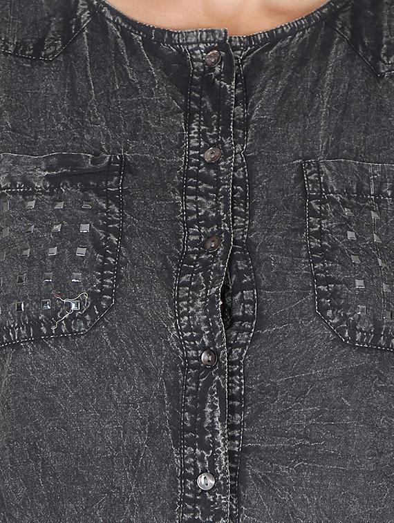 solid grey cotton shirt - 12586814 - Zoom Image - 4