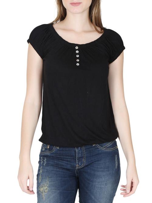 solid black viscose tee - 12586929 - Standard Image - 1