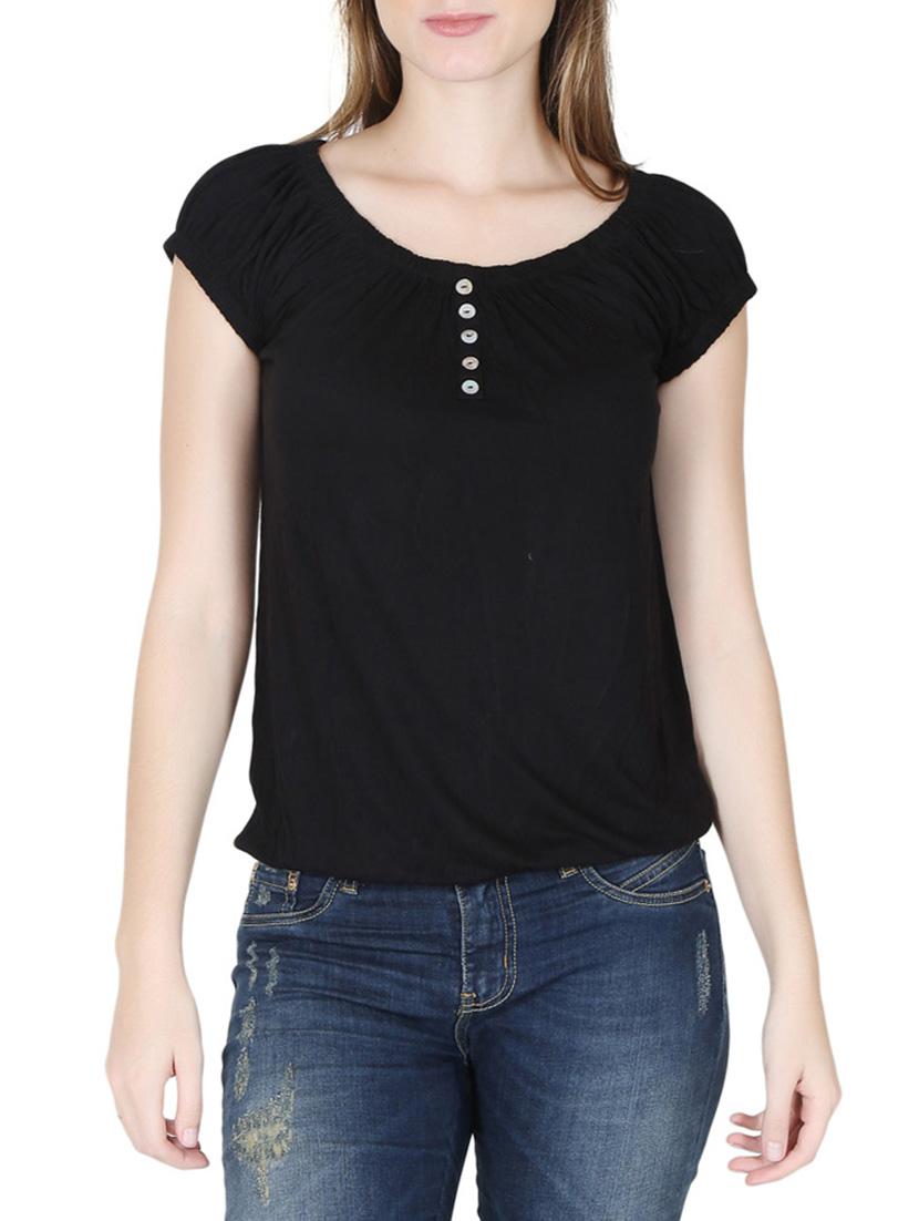 solid black viscose tee - 12586929 - Zoom Image - 1