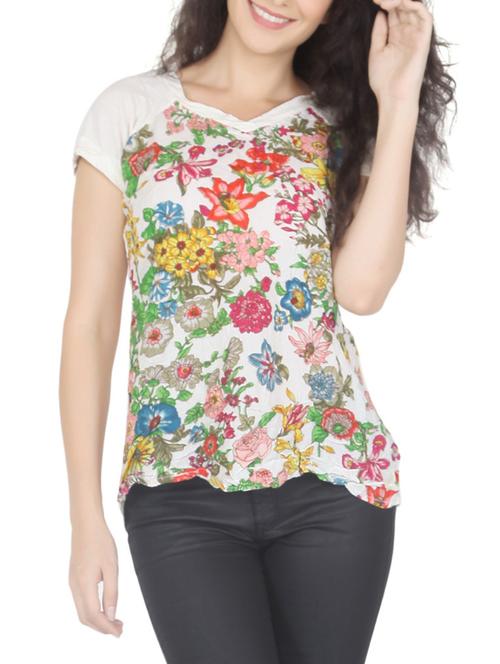 white printed viscose top - 12586943 - Standard Image - 1