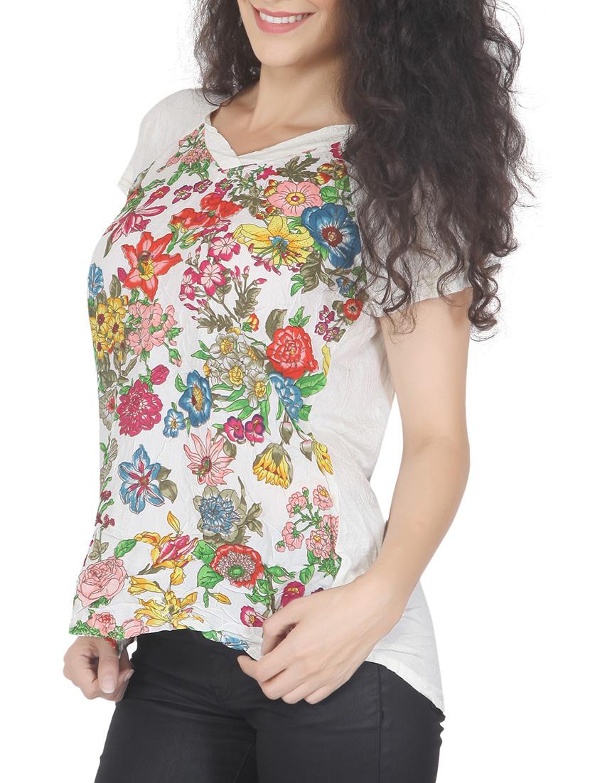 white printed viscose top - 12586943 - Zoom Image - 2