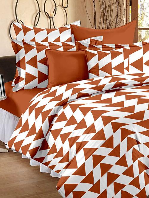 cotton brown 1 double bedsheet with 2 pillow cover - 12587247 - Standard Image - 1