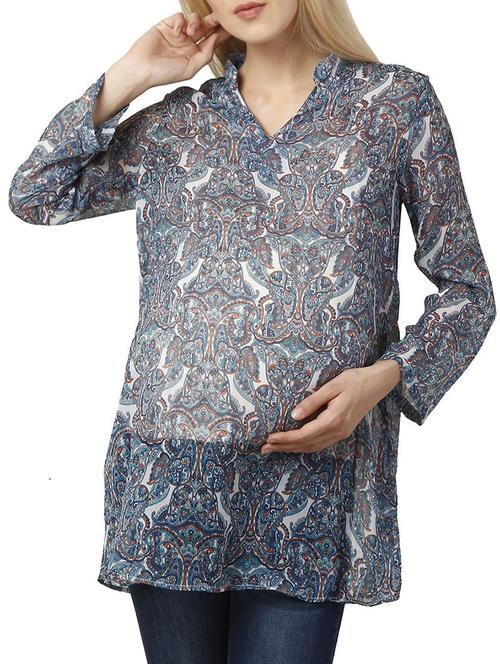 blue polyester maternity wear - 12588285 - Standard Image - 1