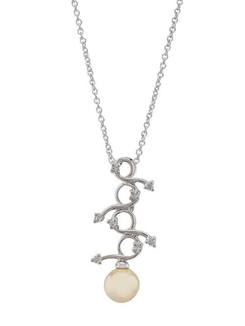 white satin less steel pendant - 12588498 - Standard Image - 1
