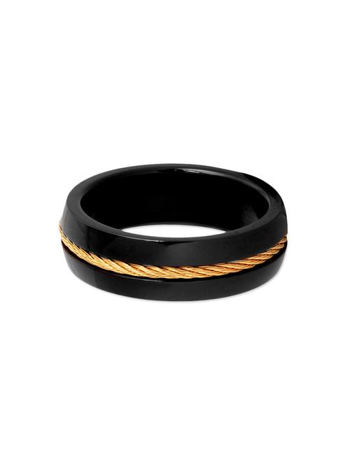 black satin less steel ring - 12588587 - Standard Image - 1
