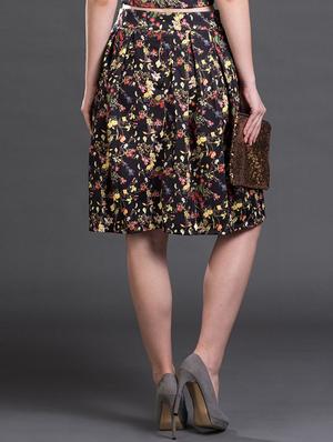 black floral printed spandex skirt - 12589465 - Standard Image - 3