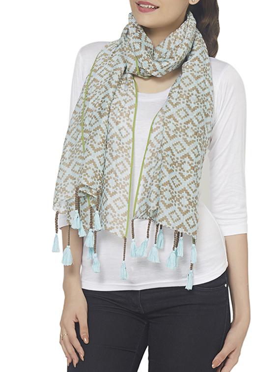 light blue silk blend scarf - 12589578 - Zoom Image - 2