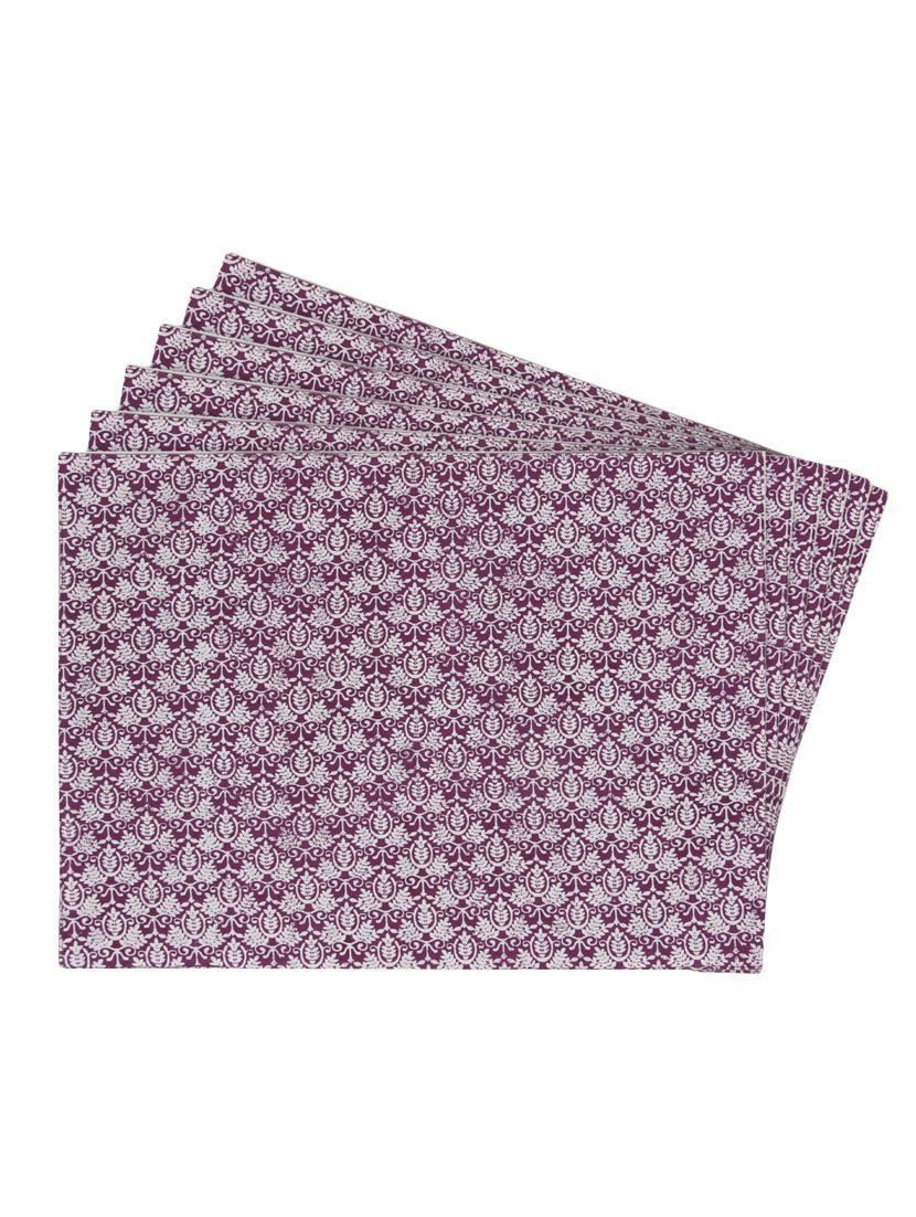 purple printed reversible placemats for dining table - unique designs both sides - set of 6 - 12590085 - Zoom Image - 1